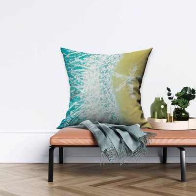 Right side seastar and a wave - 26"x26" Throw pillow - Poly twill - Print on demand
