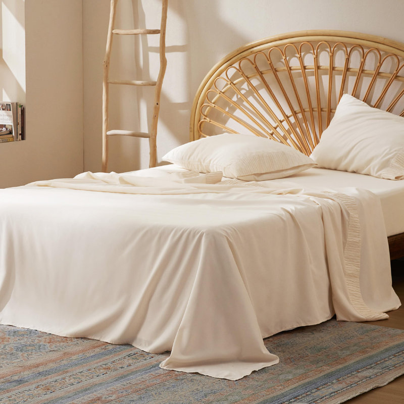 Ensemble de draps en microfibre de literie de luxe Hotel, Très grand , Beige clair