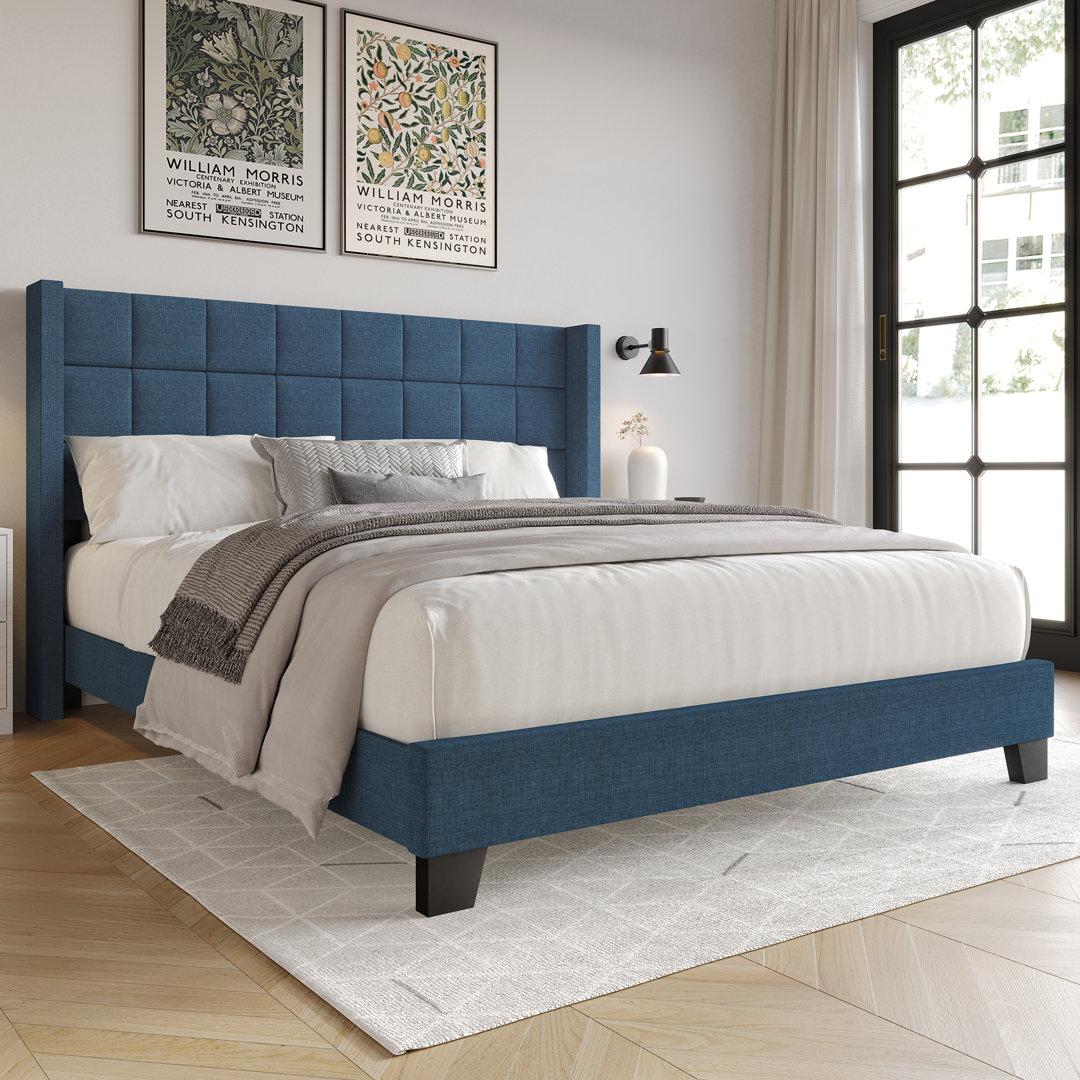 Jiahang Upholstered Unfinished Wingback Bed Ebern Designs 