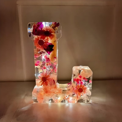 Flower Night Light Flower Letter Resin Home Decoration Gift