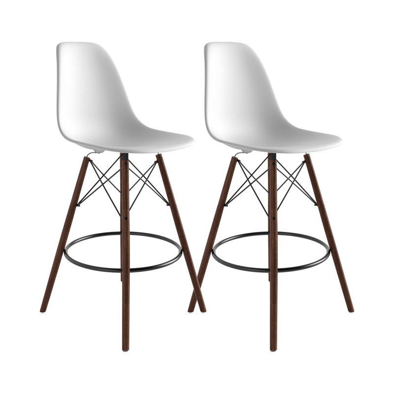 Jordan Bar & Counter Stool, White/Walnut, Counter Stool (26" Seat Height)