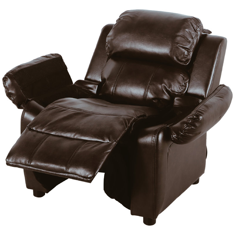 Alexzia Kids 14.2'' Recliner Chair with Collapsible Footrest, Brown