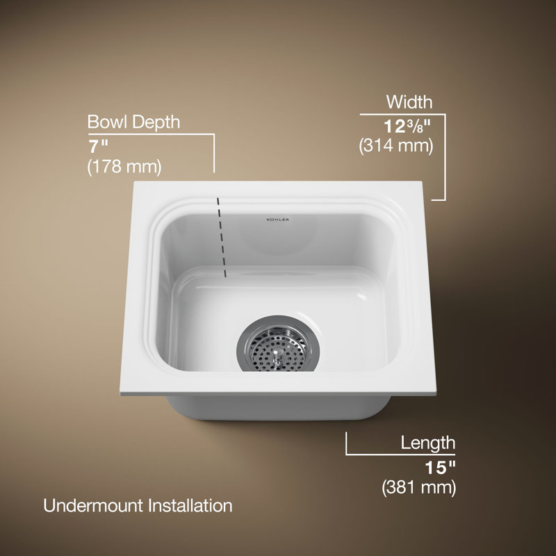 Northland™ 15" L x 12.38" W Undermount Kitchen Sink, White