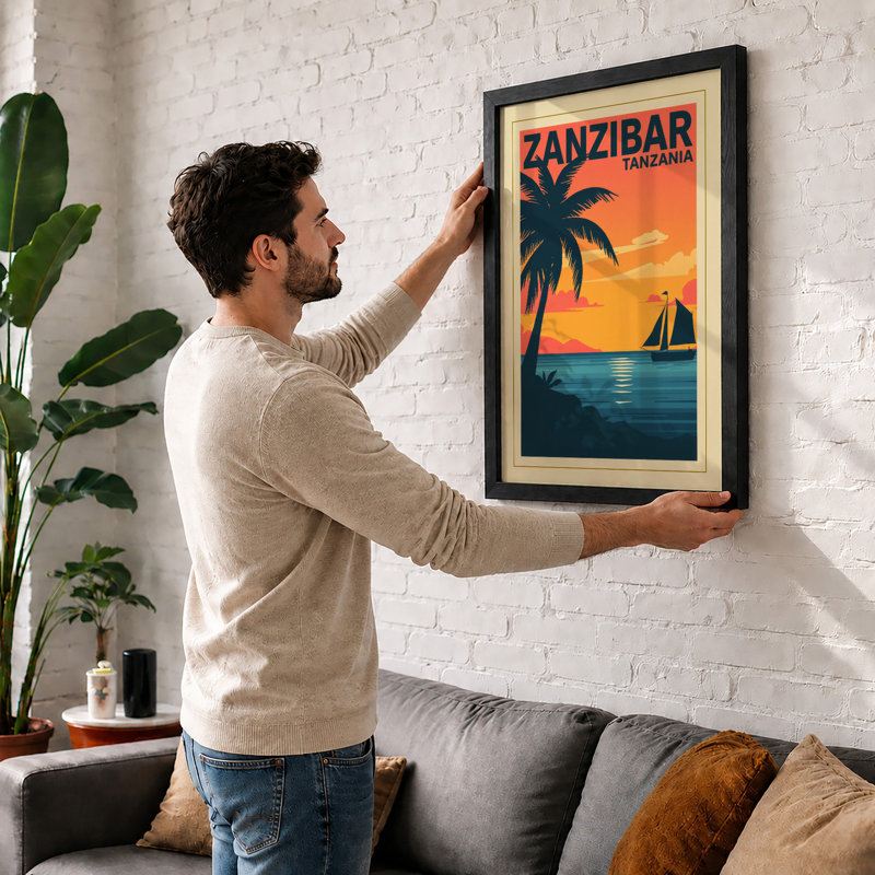 Postcard From Zanzibar Vintage - Print, Walnut, A3 - 42.0 x 29.7 cm