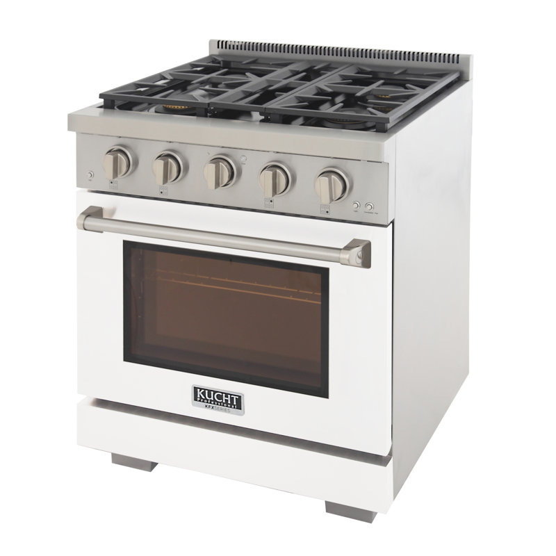 30 in. 4.2 cu. ft. Natural Gas Range and Convection Oven in Light Blue with True Simmer Burners, White, Natural Gas