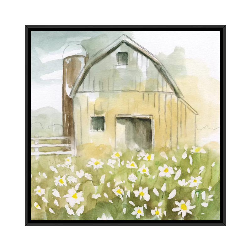 «Daisy Barn», reproduction sur toile, H 18 po x l 18 po x P 1,5 po, Toile encadrée noire, Pas de tapis