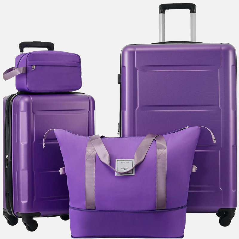 Ensemble de 2 valises avec sacs Valise à roulettes extensible ABS avec serrure TSA 20 pouces + 28 pouces