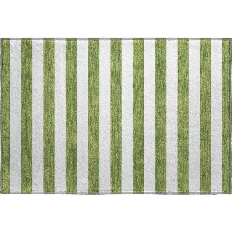 Premium Machine Washable Cerrito AMF528 Olive Rug, Rectangle 1'8" x 2'6"