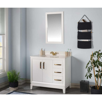 Fabia 36'' Free-standing Single Bathroom Vanity with Quartz Vanity Top & Mirror -  Adorn Vanity, AVFBCW36