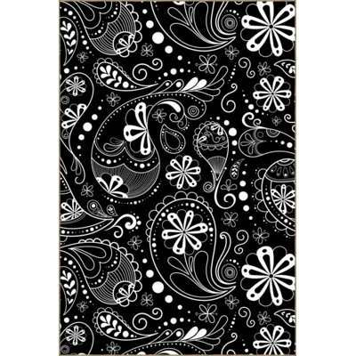 Black Themed Mixed Abstract Figure Patterned Creative Modern Decorative Carpet