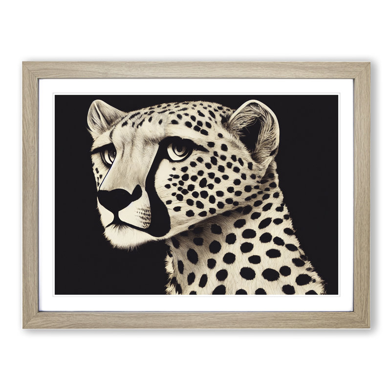 Delicious Cheetah - Single Picture Frame Painting, 25cm H x 34cm W x 2cm D, Oak