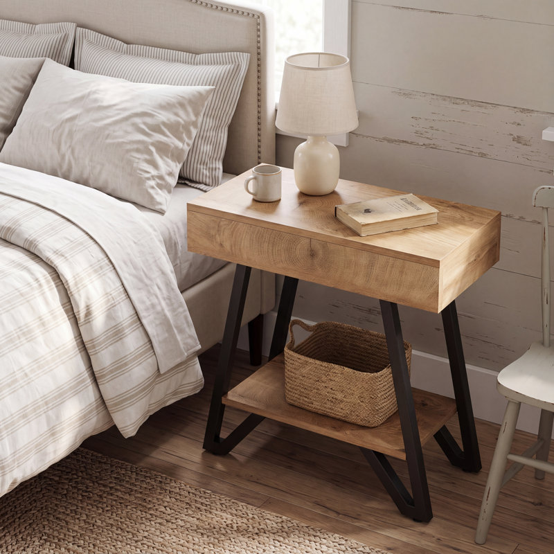 Ensemble de table de chevet en métal 23,62 po, table de chevet étroite avec rangement, petite table de chevet pour la chambre à coucher, petits espaces