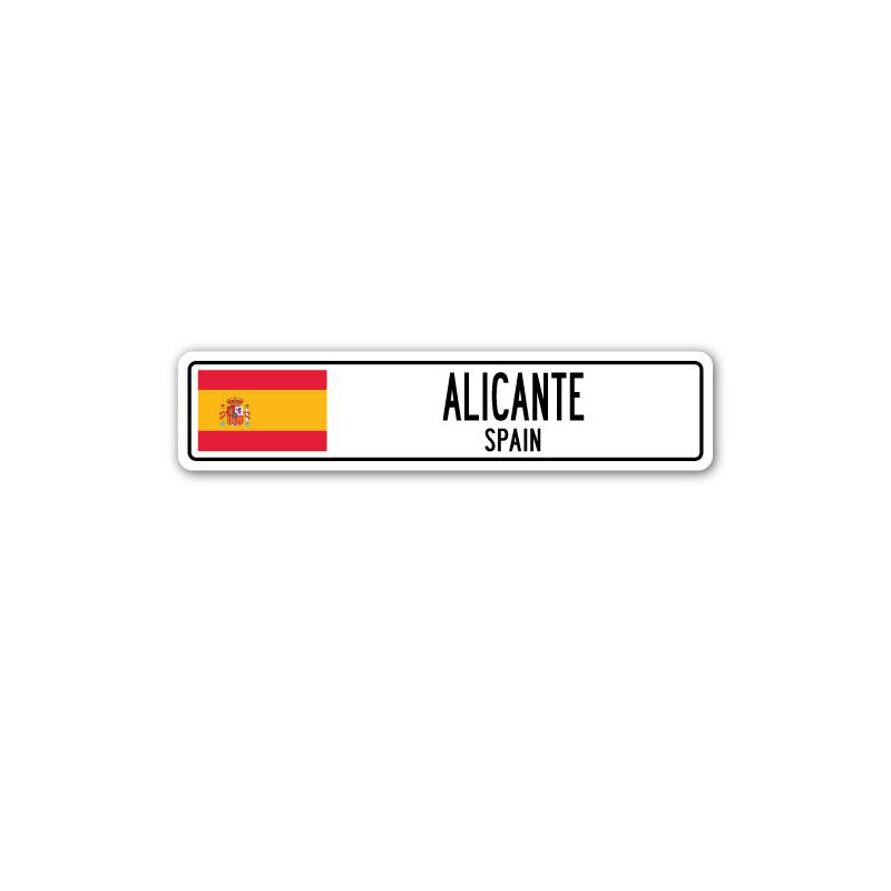 Plaque de rue Beckles, drapeau d'Alicante, Espagne, H 6 po x l 24 po x P 1 po