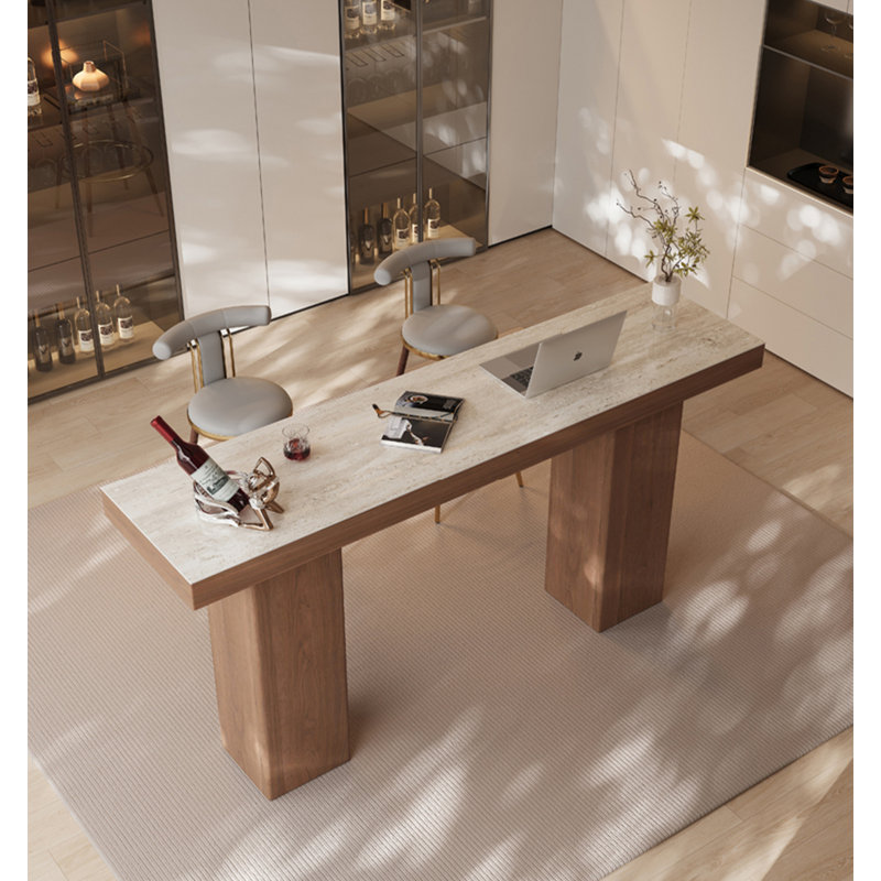 Table de bar style français en pierre, H 39,37 po x L 70,87 po x l 19,69 po