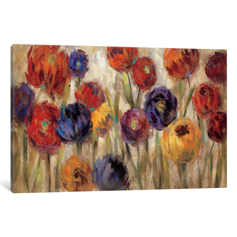 Asters and Mums par Silvia Vassileva - reproduction d'art sur toile tendue, H 12 po x l 18 po x P 1,5 po, Toile tendue