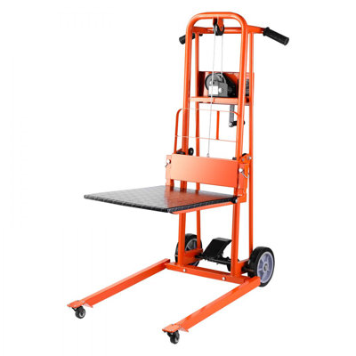 Stellweilan Tessberg Material Lift Winch Stacker, 330 lbs Capacity Pallet Truck Dolly, 42.9 in Max Lifting Height Manual Winch Stacker, Multifunctional Manual Pallet Truck
