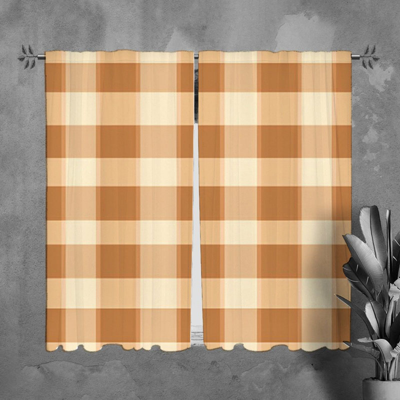 Rideaux à carreaux rideaux brun tartan, L 20 po x L 61 po