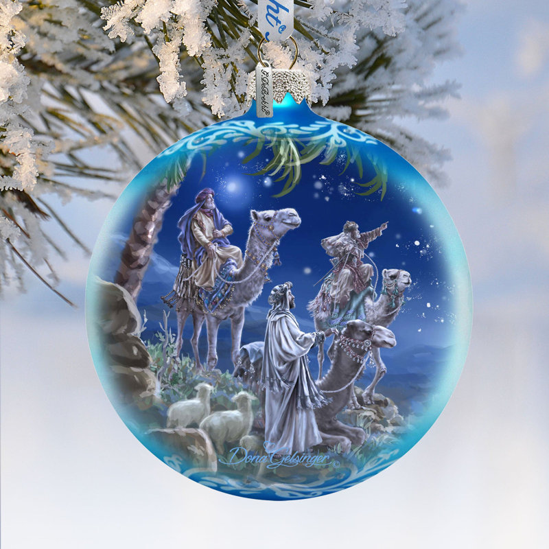 Holiday Splendor 5'' Handmade Glass Animals Ball Ornament