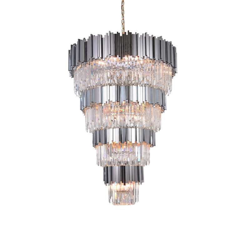 Lustre en cristal 4 lumières Transitional, Nickel brillant