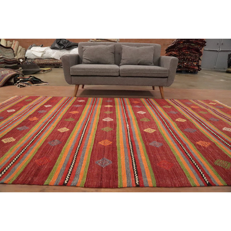 Tapis en laine à motif géométrique Kilim