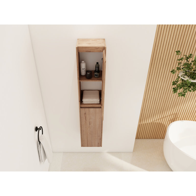 Armoire latérale de salle de bain 12 po, portes à fermeture douce, conception à fixation flottante