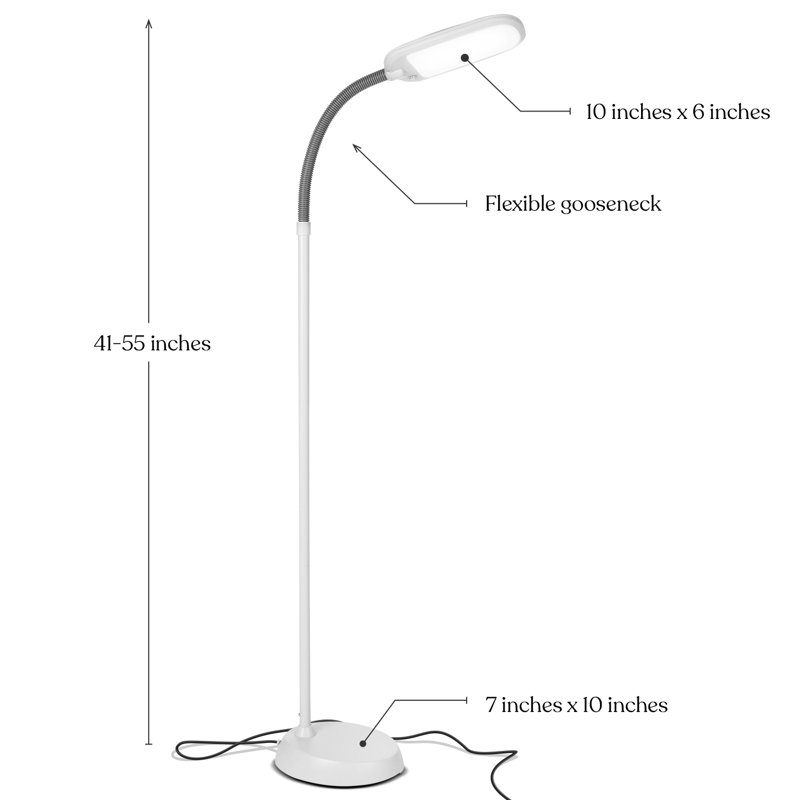 Litespan Slim 55 in. Industrial Dimmable LED Directional Task Floor Lamp, White