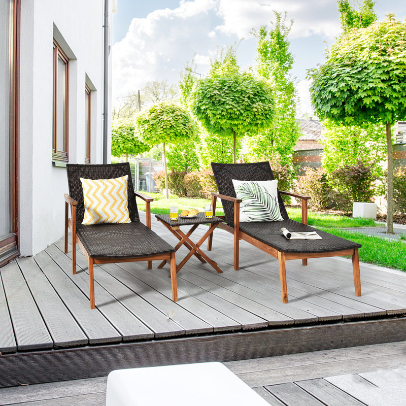 Chaise longue simple inclinable en acacia 80 po Cully