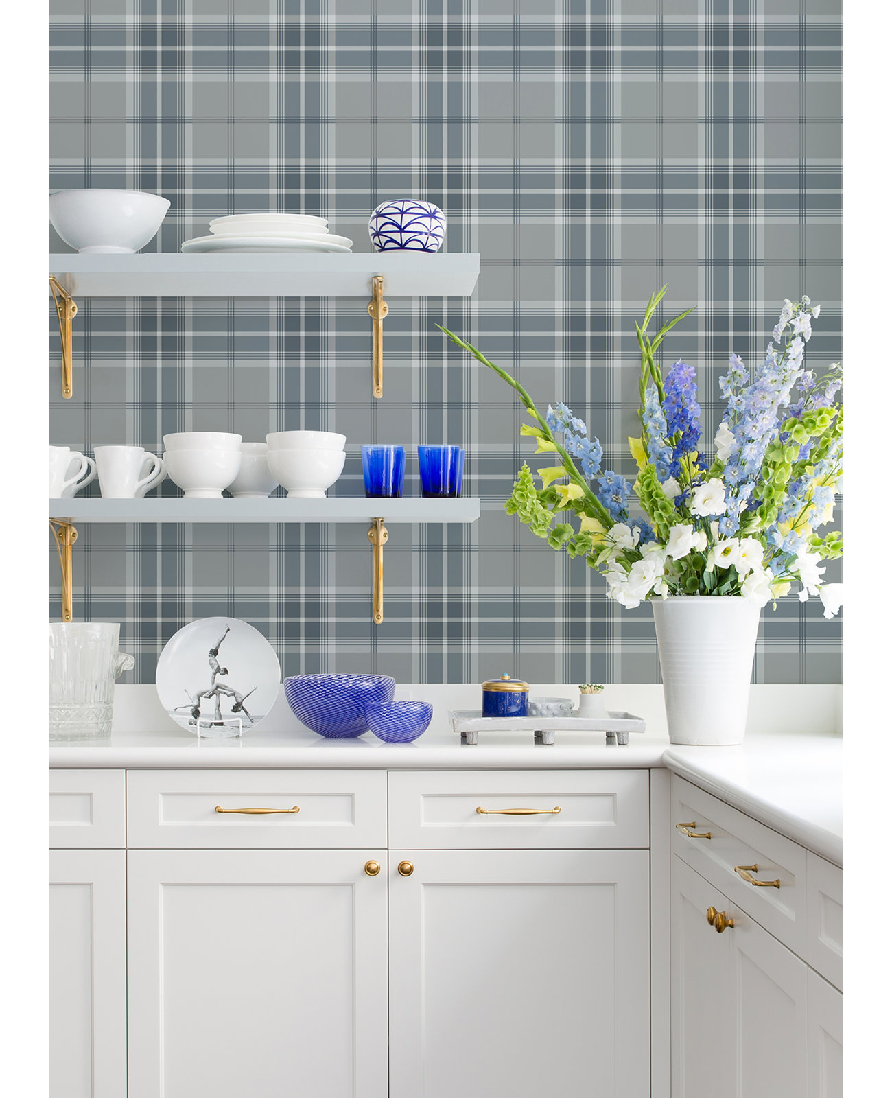 Plaid Wallpaper, Blue