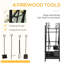Support à bois noir et outils - Support à 2 niveaux pour espaces intérieurs et extérieurs