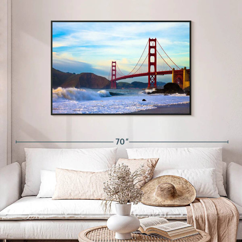 Golden Gate Bridge, San Francisco, 46 po x 31 po, Cadre flottant noir