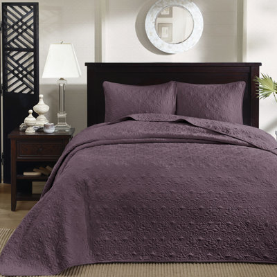 Couvre-lit très grand réversible mauve - avec un design charmant surdimensionné pour un drapage optimal du matelas, un rembourrage en coton prélavé, des coussins confortables et 2 taies décoratives lavables à la machine