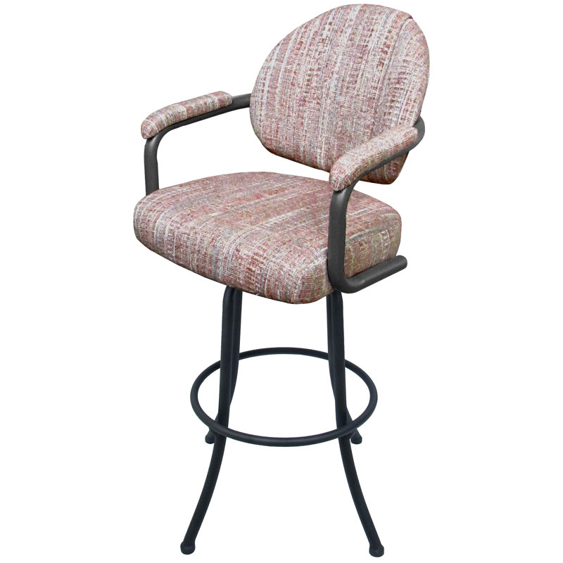Cendejas Swivel Upholstered Counter Stool with Metal Frame, Counter Stool (26" Seat Height), Black, Watusi Madder