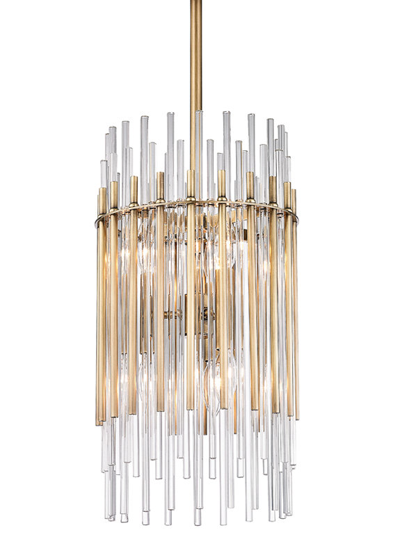 Wallis 10 Light Pendant, Aged Brass, 6 