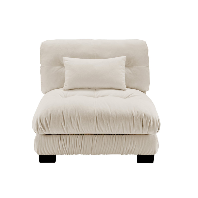 Grand canapé en chenille sans accoudoirs, Chenille beige