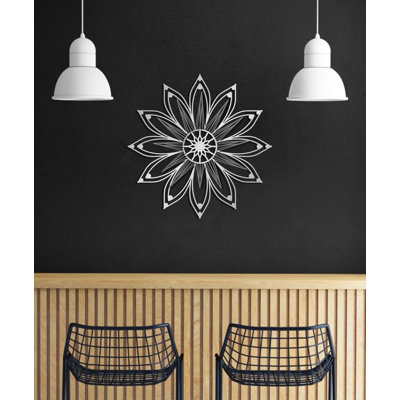 Décoration murale abstraite mandala en métal, décoration florale créative en métal