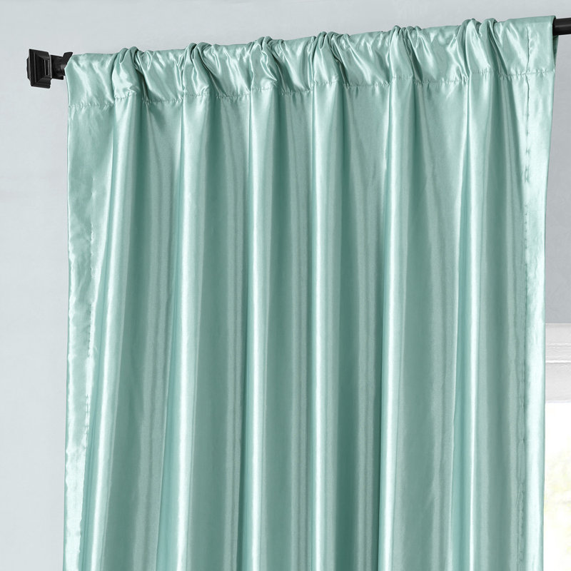 Solid Faux Silk Taffeta Rod Pocket Room Darkening Curtains for Bedroom & Living Room Curtains - Single Panel Drapes