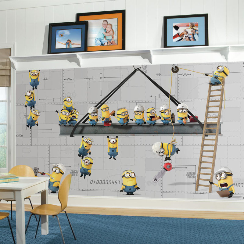 Popular Characters Minions At Work Spray and Stick Removable Wall Mural by RoomMates,10.5 ft x 6 ft