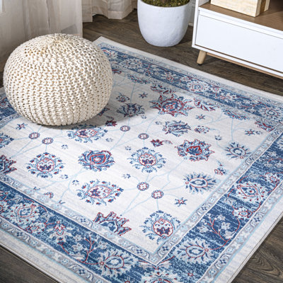 Tapis bleu / ivoire / rouge Nandita