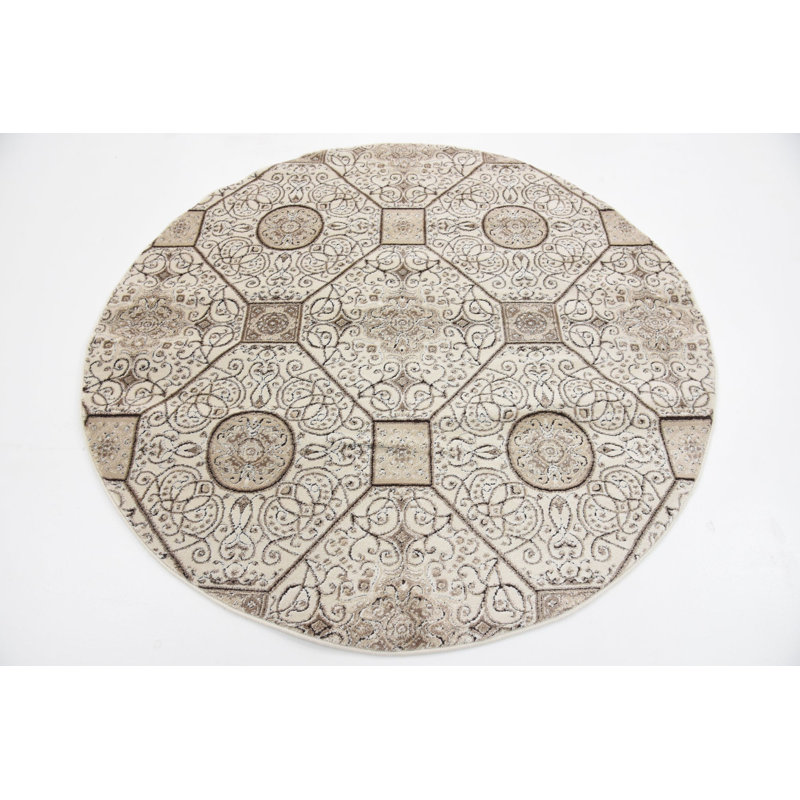 Emigdio Abstract Indoor Rug, Round 5'