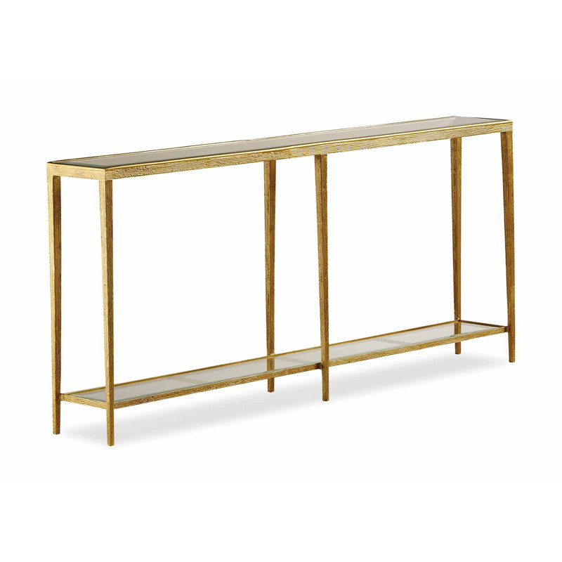 Jinx 72'' W Glass Console Table, Brass