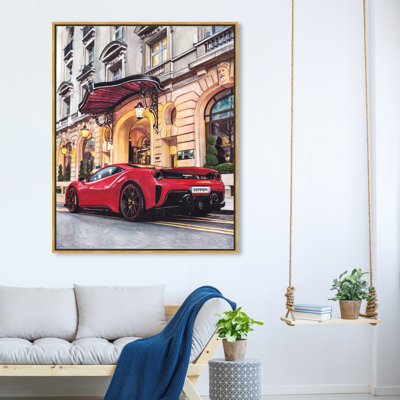 Ferrari dans la rue - Peinture sur toile