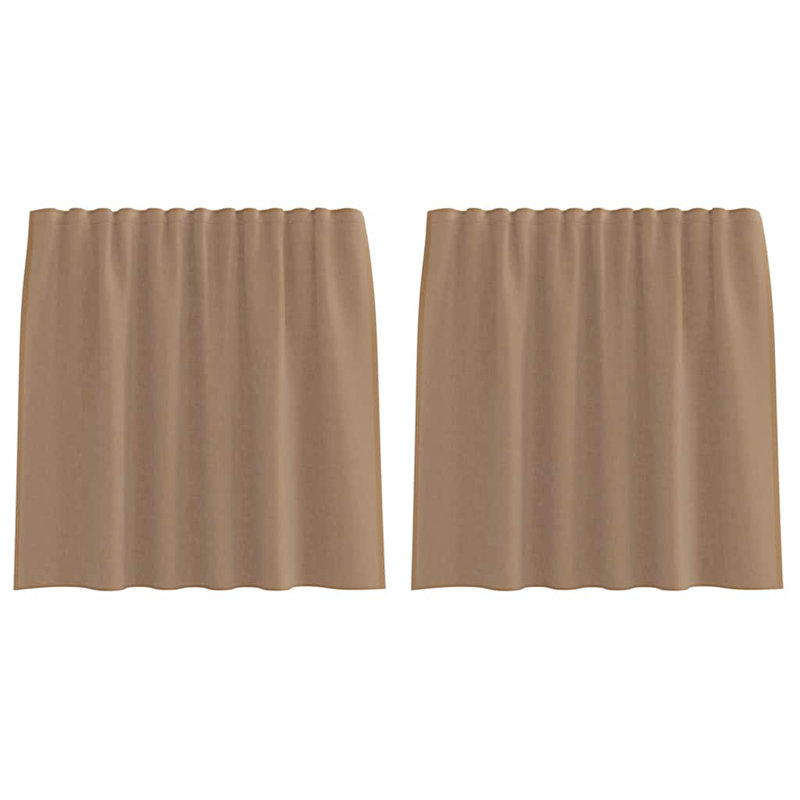 Semi Sheer Curtain Pair, 140cm Width x 140cm Drop, Light Brown
