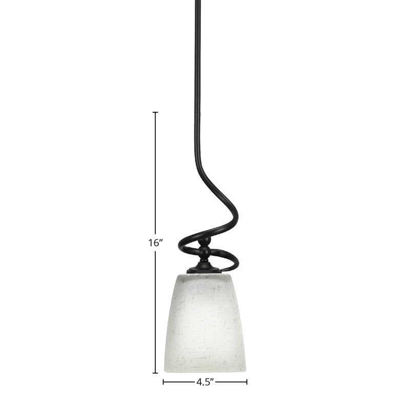 Mini-luminaire suspendu Ouest avec tige 4,5 po, Noir mat