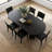 Extendable Oval Dining Table for 4 to 8 People, Modern Kitchen Table with Wooden Strip Base in Black Finish