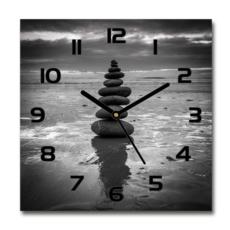 Glass Wall Clock, Black/Grey/White