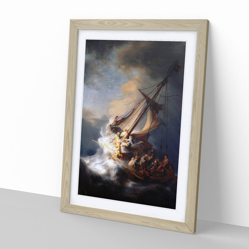 Christ in the Storm of Galilee by Rembrandt Van Rijn - Picture Frame Painting, 36cm H x 27cm W x 2cm D, Oak Framed