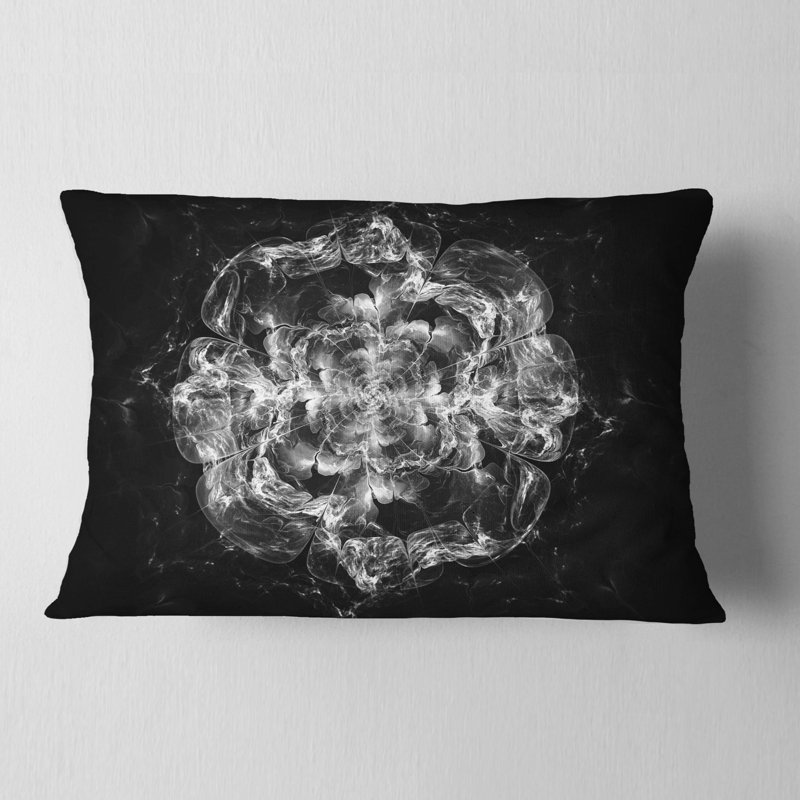 Coussin lombaire floral fractal explosion, Argent