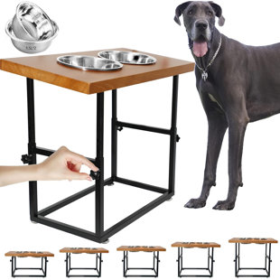 Elevated Dog Feeder For Large Dogs - Adjustable Raised Dog Bowls With Stand Dog Food Water Bowls For Medium Large Dogs With 2 Bowls