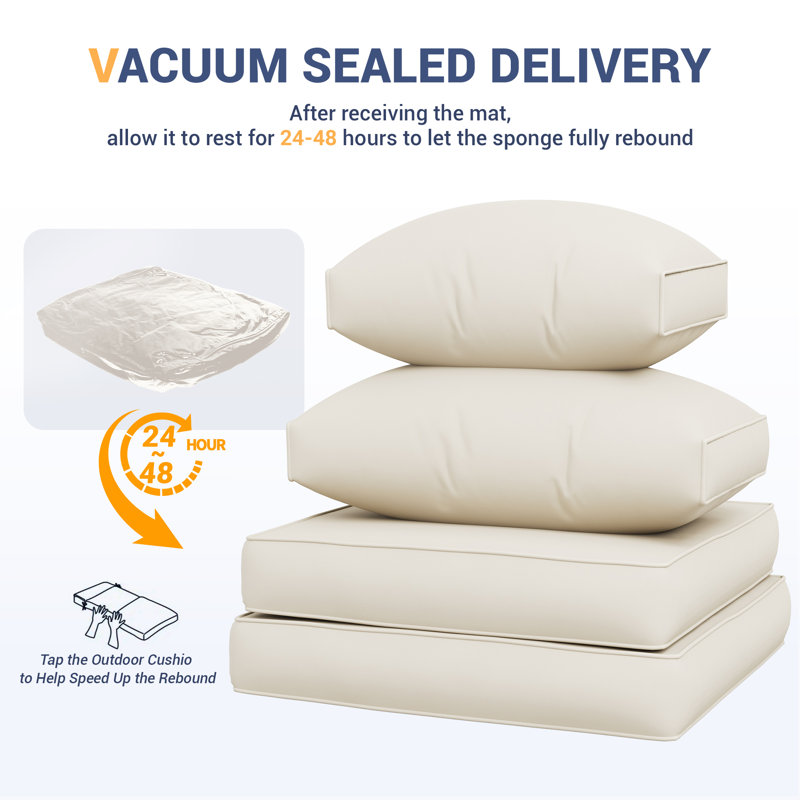 Outdoor Replacement Cushion Set Seat/Back Cushion (Cushion Set Only, Sofa Not Included), Cream