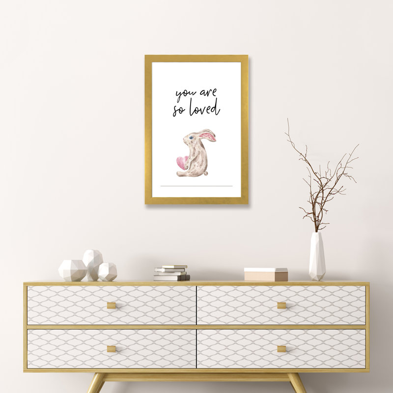 You Are So Loved Bunny - impression d'art graphique, H 24 po x l 16 po x P 1 po, Papier encadré doré, Blanc